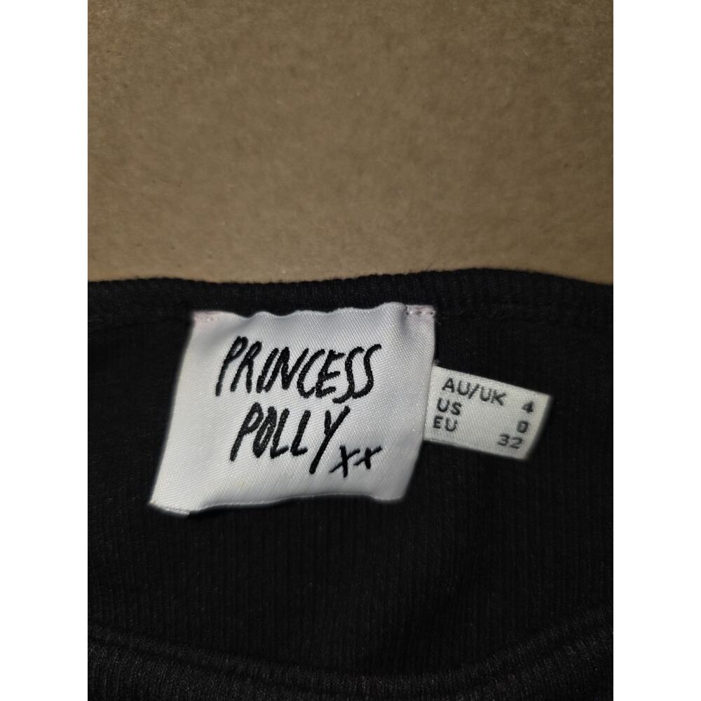 Princess Polly Women SZ 0 BECCA LONG SLEEVE CROP TOP Black Underwire Ribbed Sexy - Picture 3 of 5